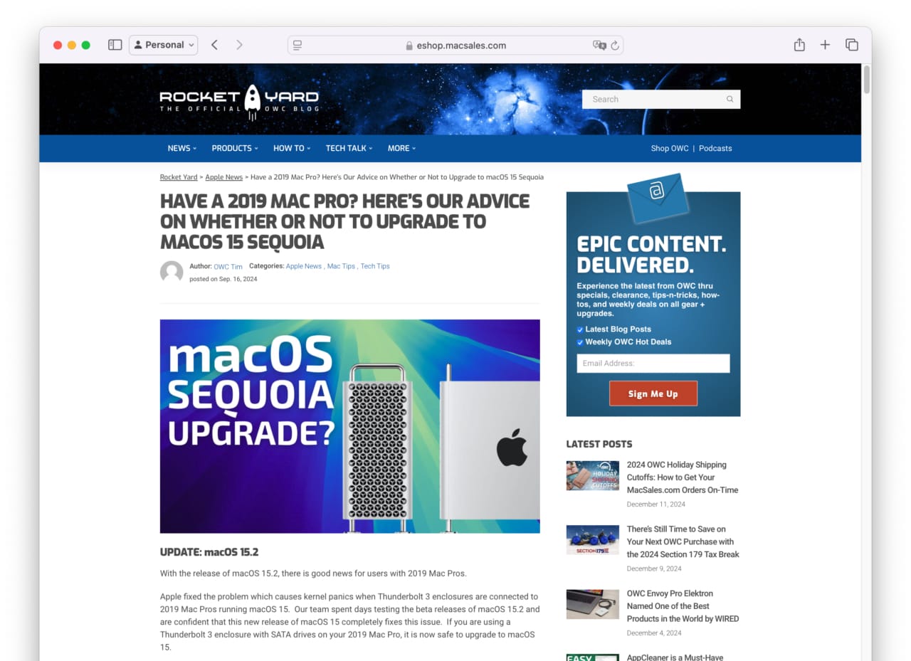 Have a 2019 Mac Pro? Here’s Our Advice on Whether or Not to Upgrade to macOS 15 Sequoia