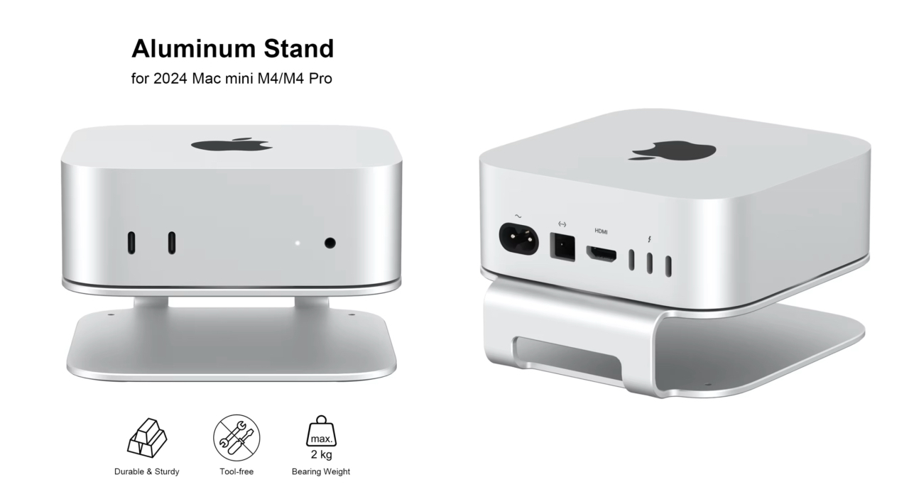 Qwiizlab Aluminum Stand for Mac mini M4 and M4 Pro 2024