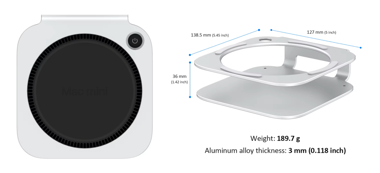 Qwiizlab Aluminum Stand for Mac mini M4 and M4 Pro 2024