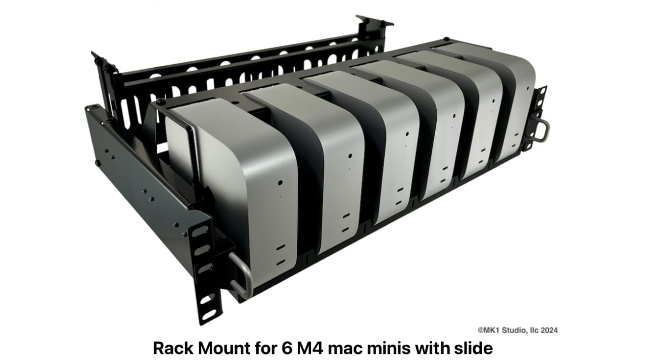 Rack Mount for 6 M4 mac minis with slide MMR-3G6XRS-3U Hero