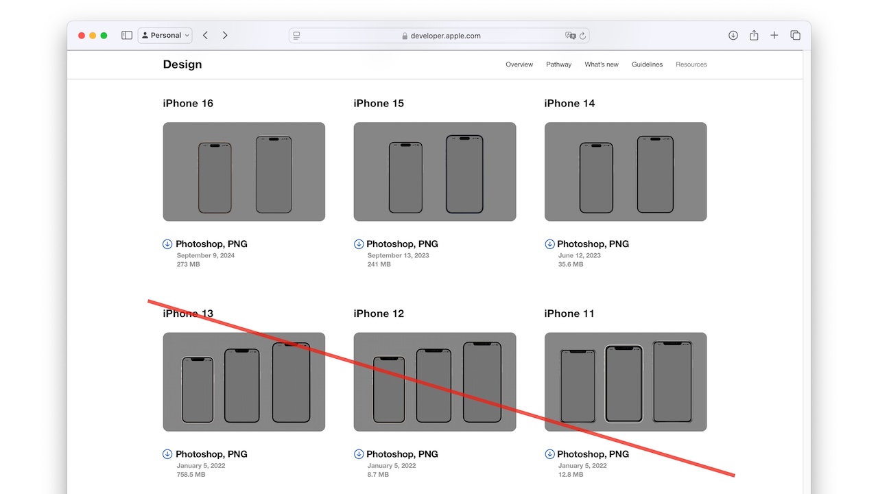 削除されたiPhone 13以下のiPhoneベゼル・デザインテンプレート