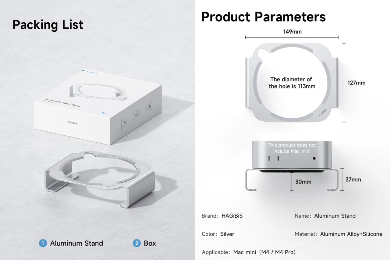 Hagibis Mac Mini M4 スタンド (MMS03)