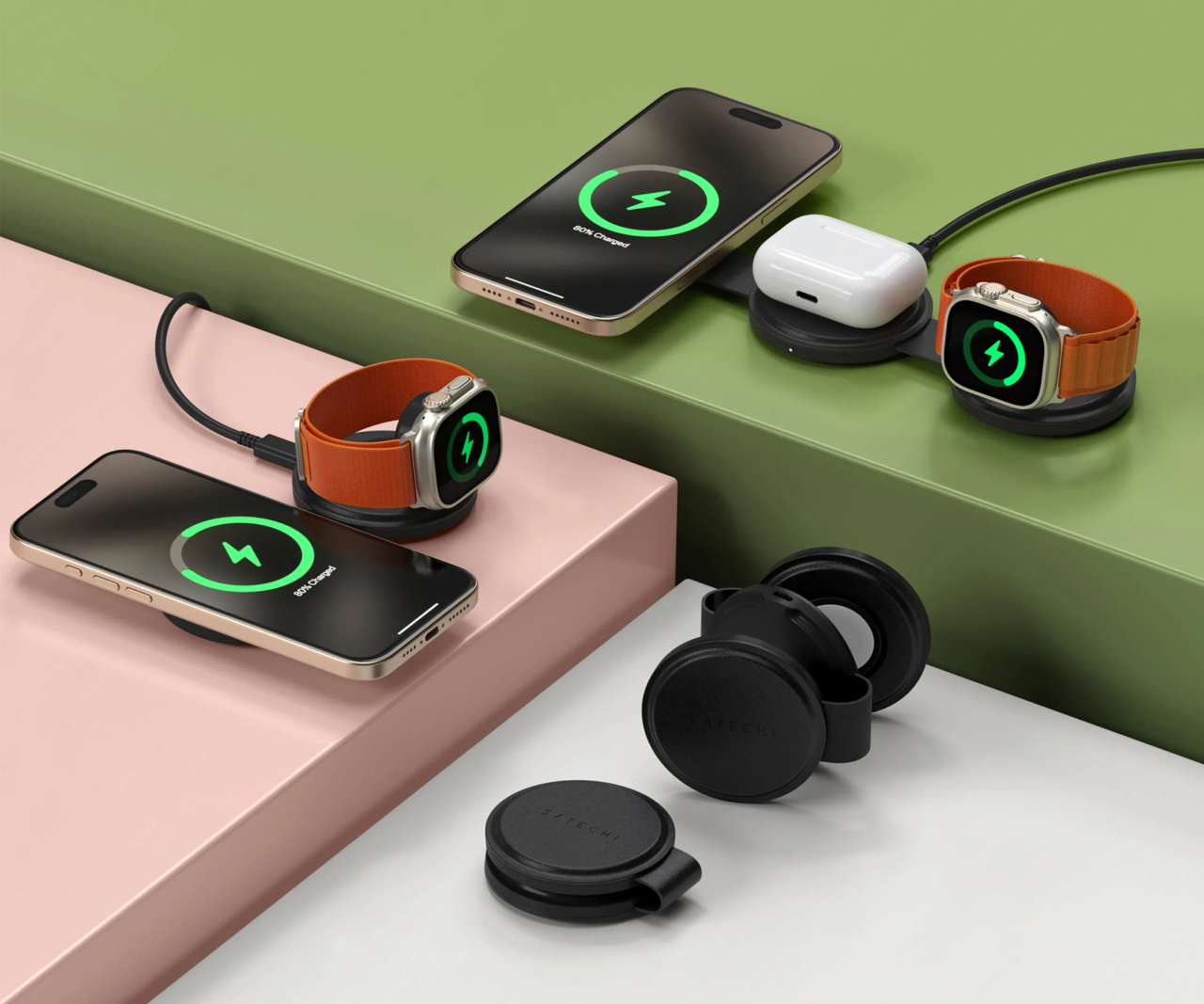 Satechi OntheGo™ Qi2 Wireless Chargers (3-in-1 & 2-in-1)