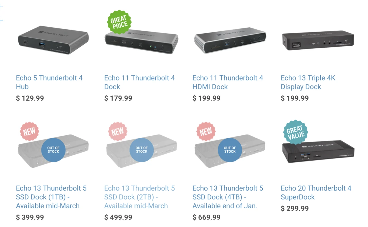 Sonnet Echo 13 Thunderbolt 5 SSD Dock