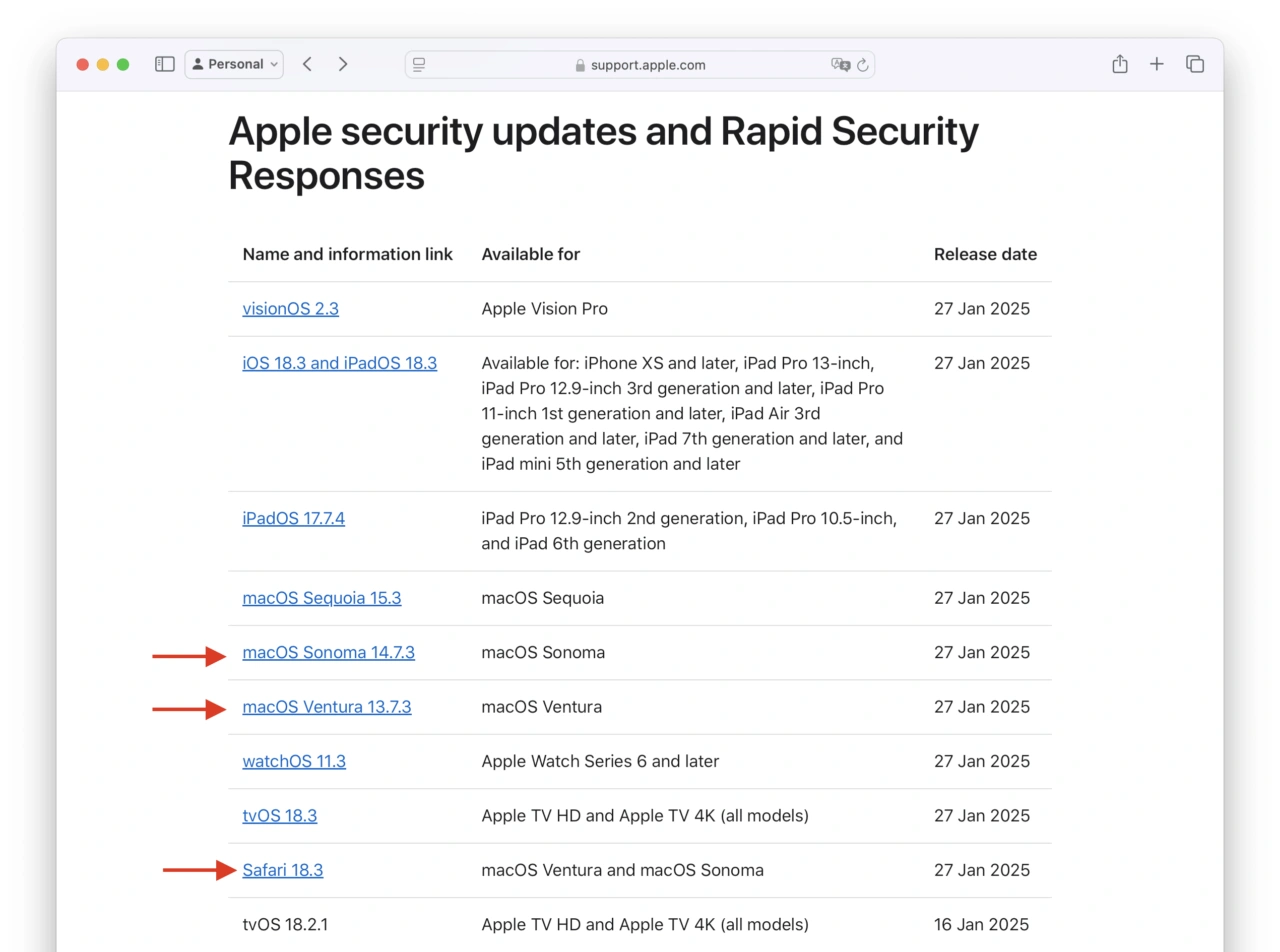 About the security content of macOS Sonoma 14.7.3