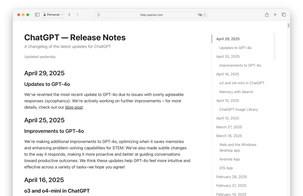 ChatGPT — Release Notes
