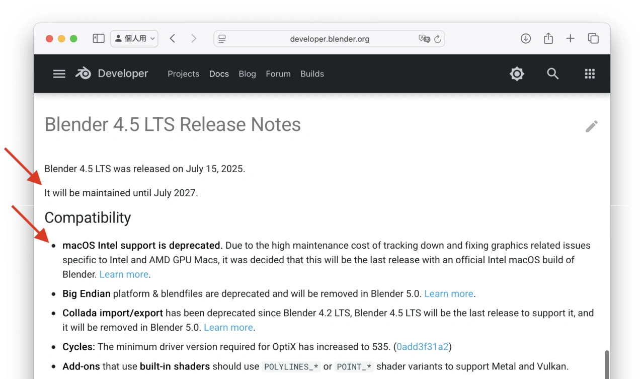 macOS Intel support is deprecated