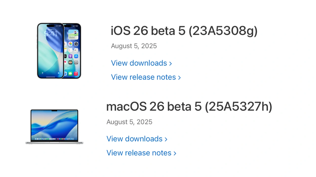 iOS 26 Beta 5とmacOS 26 Tahoe Beta 5