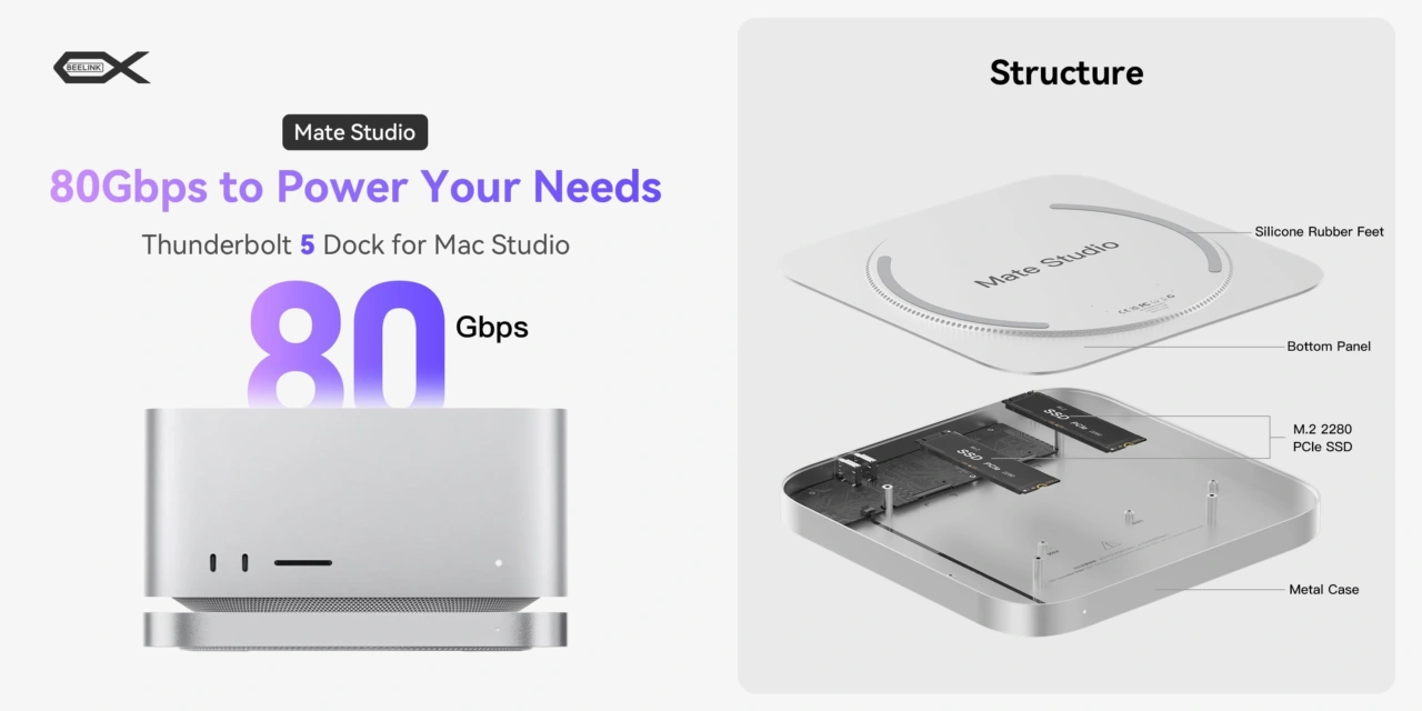 Beelink Mate Studio 80Gbps SSD Enclosure for Mac Studio
