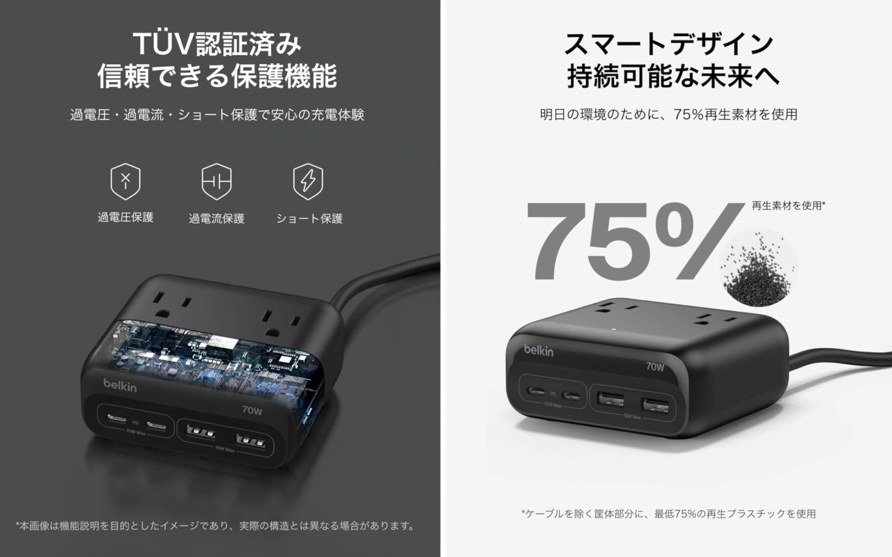 Belkin 3口コンセント充電ステーション