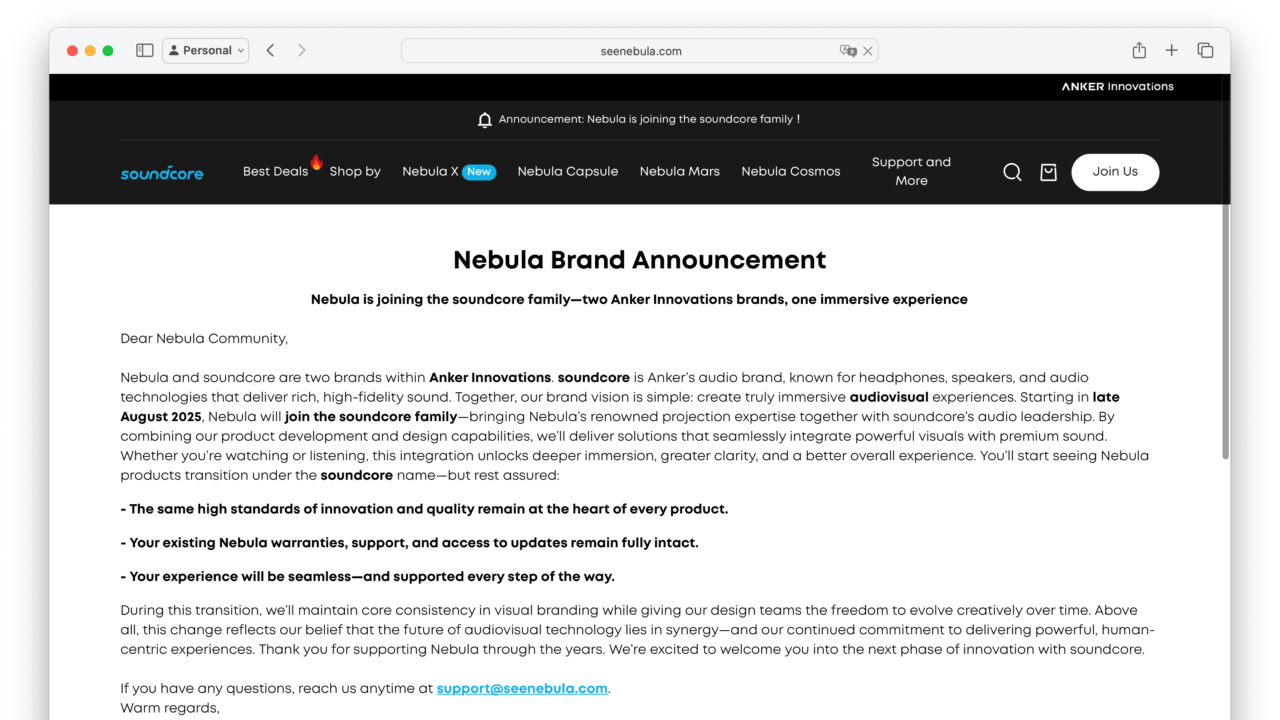 NEBULA Joins soundcore - Anker