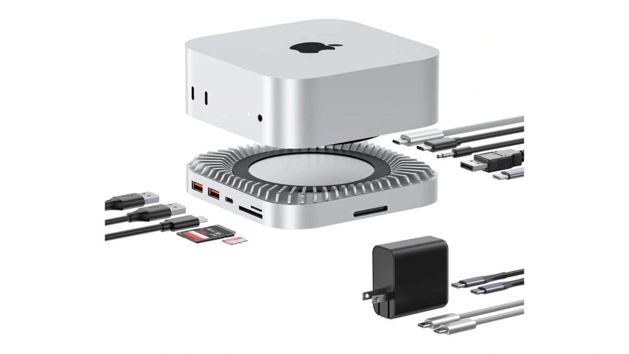 RayCue Mac mini Stand & Hub 40Gbps 10-in-1-Thunderbolt 3
