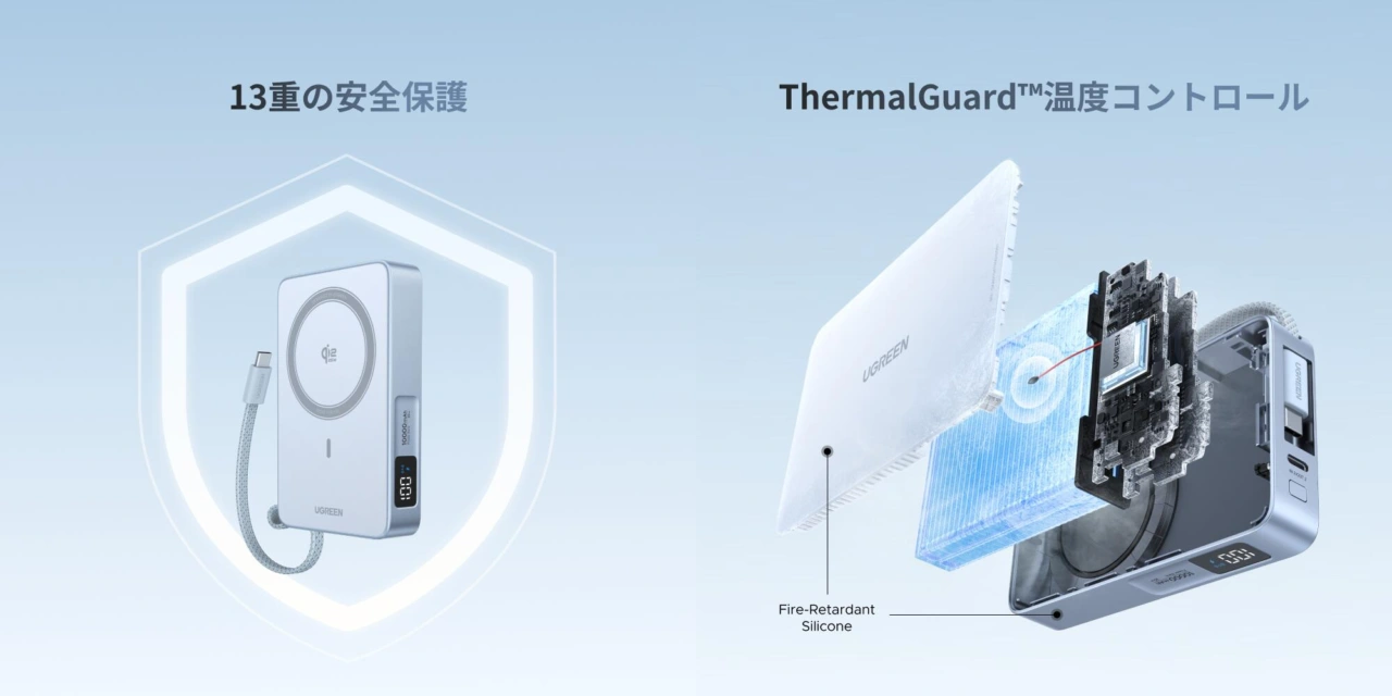 UGREEN MagFlow Qi2 25Wモバイルバッテリー