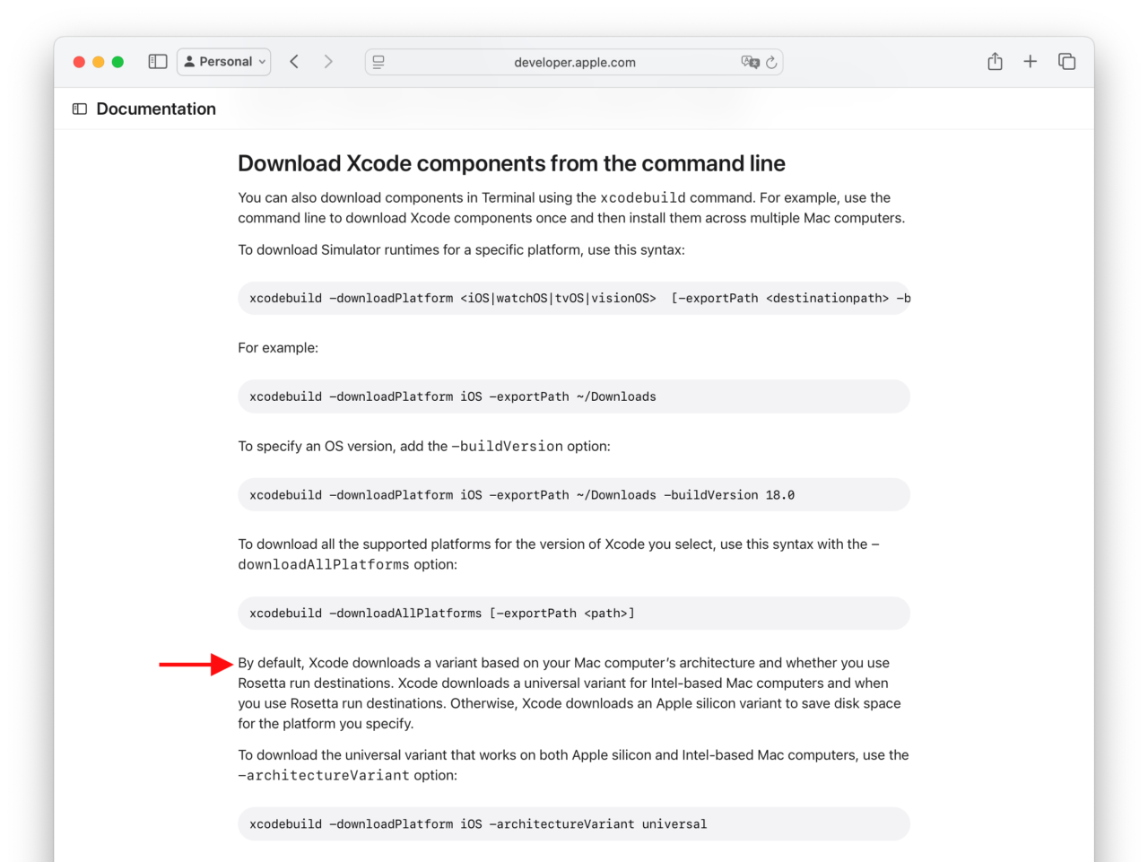Downloading and installing additional Xcode components