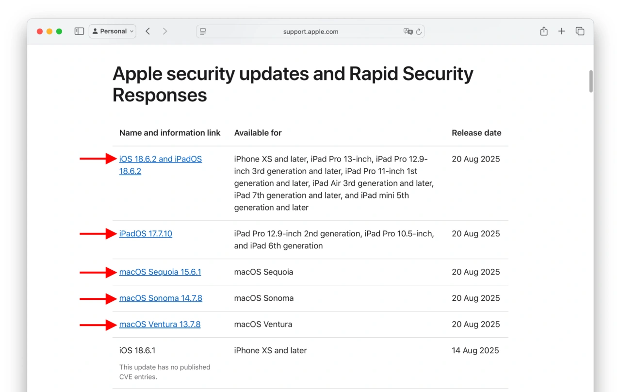 Apple security releases