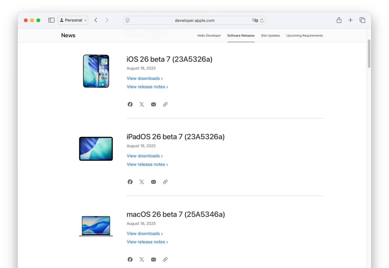 macOS Tahoe 26 Beta 7 Release Notes
