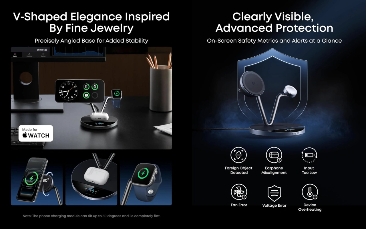 Anker Prime Wireless Charging Station (3-in-1, MagGo, AirCool, Dock Stand)