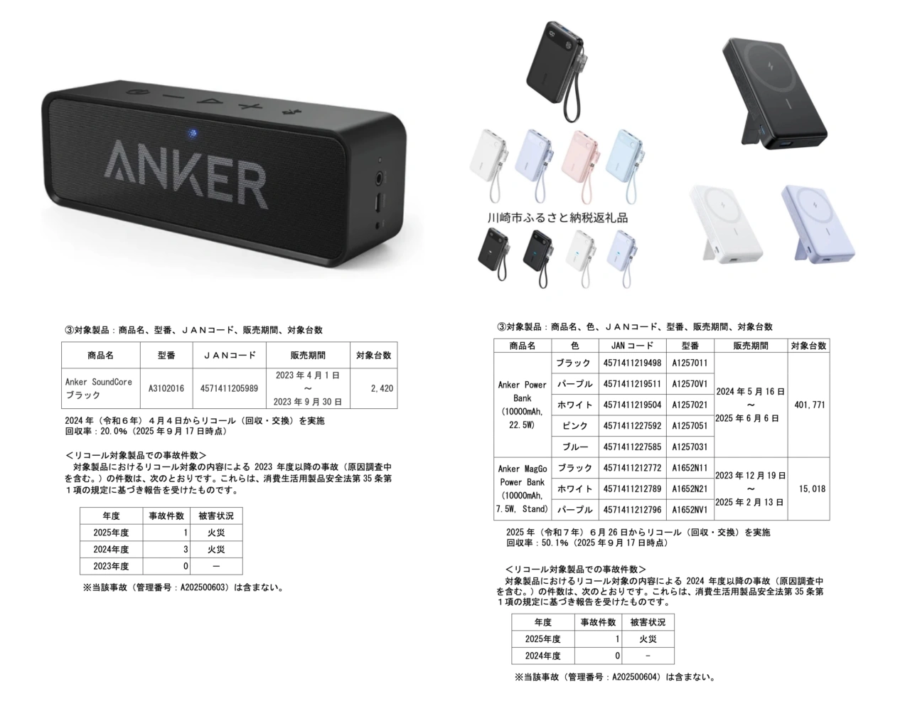 Ankerのリコール製品