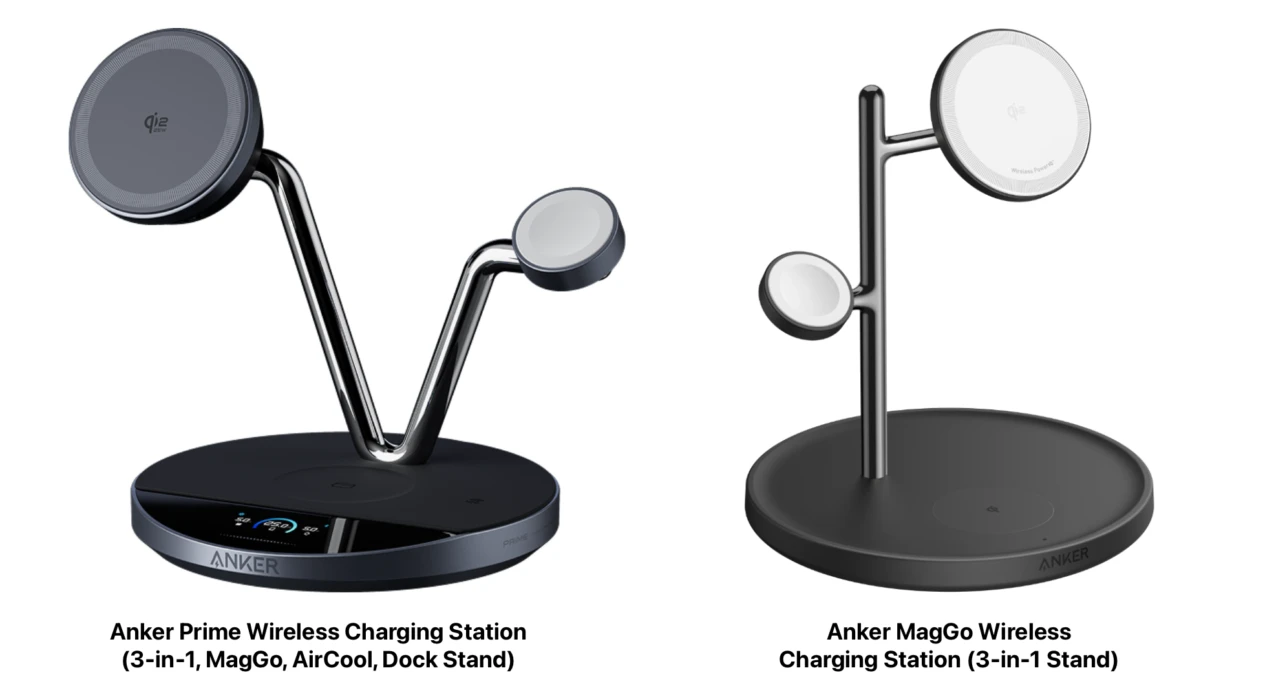 Anker Prime Wireless Charging Station (3-in-1, MagGo, AirCool, Dock Stand)とAnker MagGo Wireless Charging Station (3-in-1, Dock Stand)