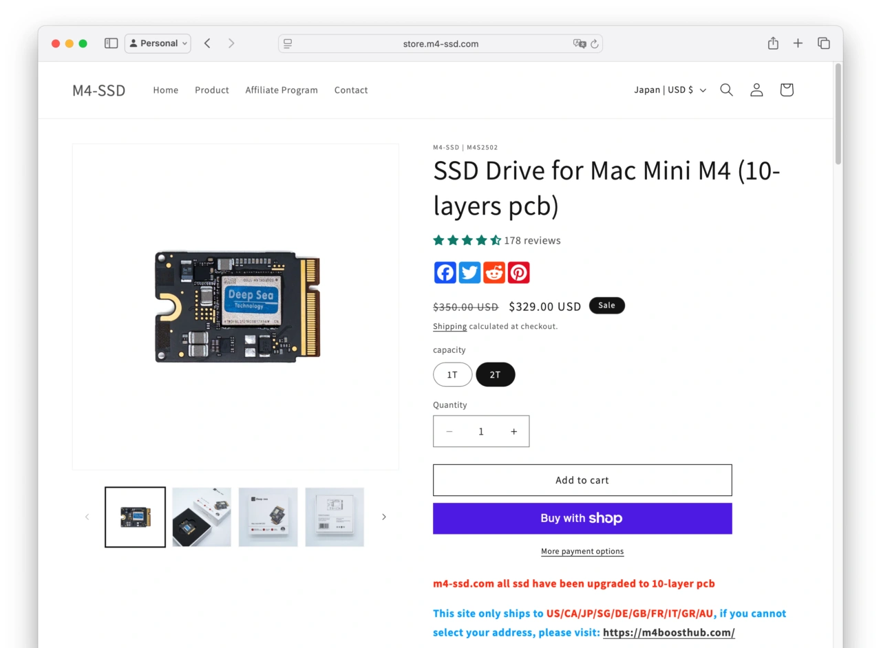 SSD Drive for Mac Mini M4 (10-layers pcb)