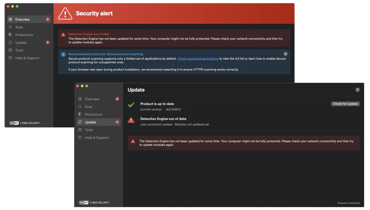 ESET 9.0.4300.0 Update completely broke ESET on Mac