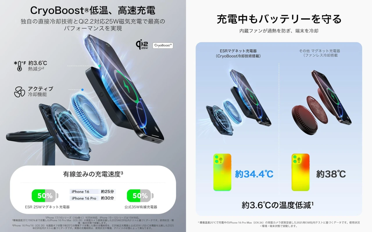ESR CryoBoost® 3-in-1 マグネット充電ステーション