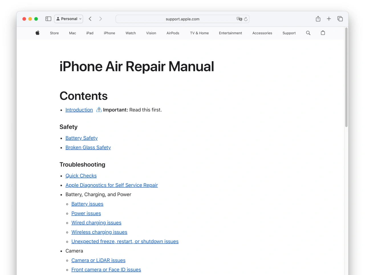 iPhone Air Repair Manual