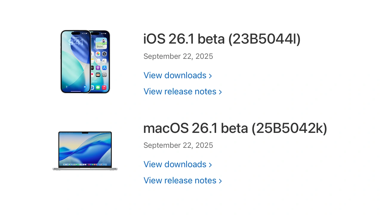 macOS 26.1 Tahoe and iOS 26.1