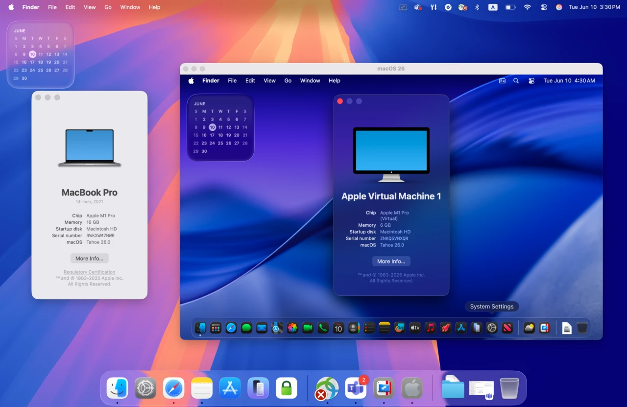 macOS 26 Tahoe上で動作するmacOS 26仮想マシン