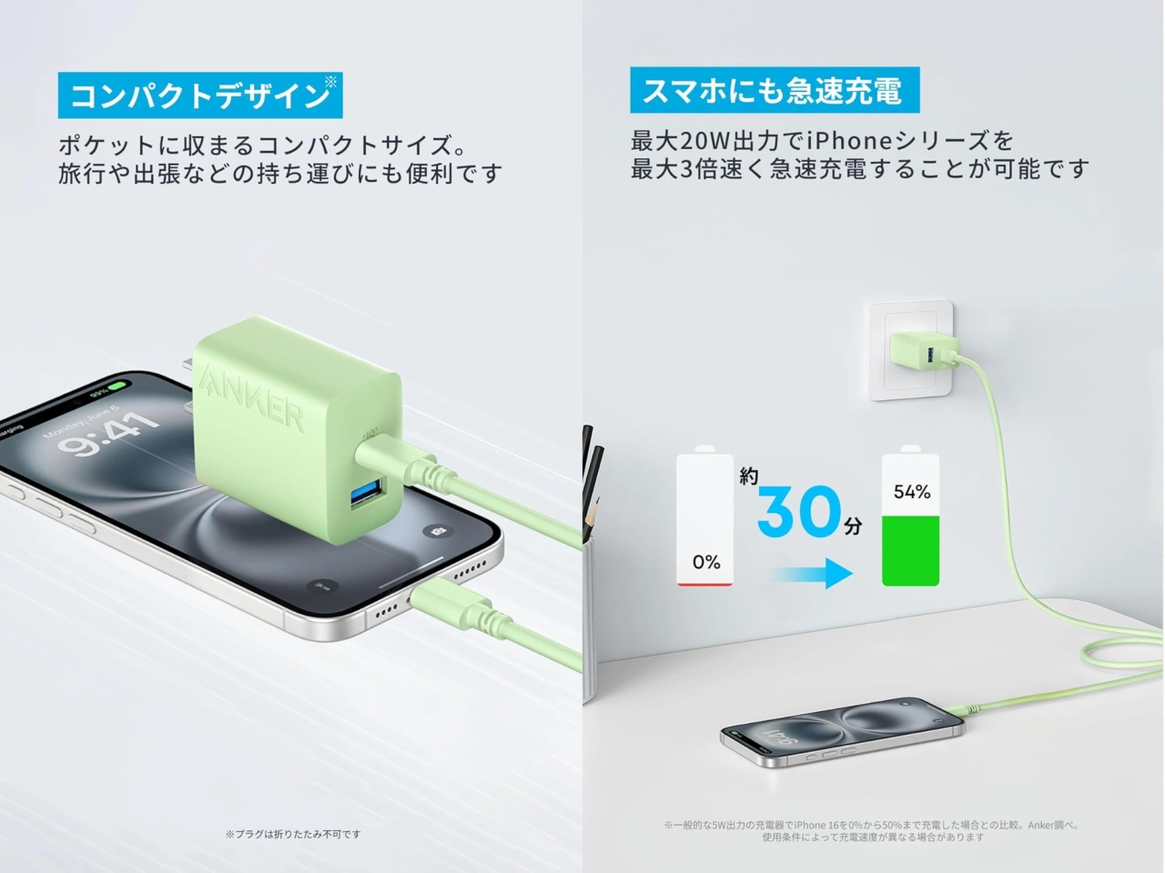 Anker Charger (20W, 2-port) with USB-C & USB-C ケーブル