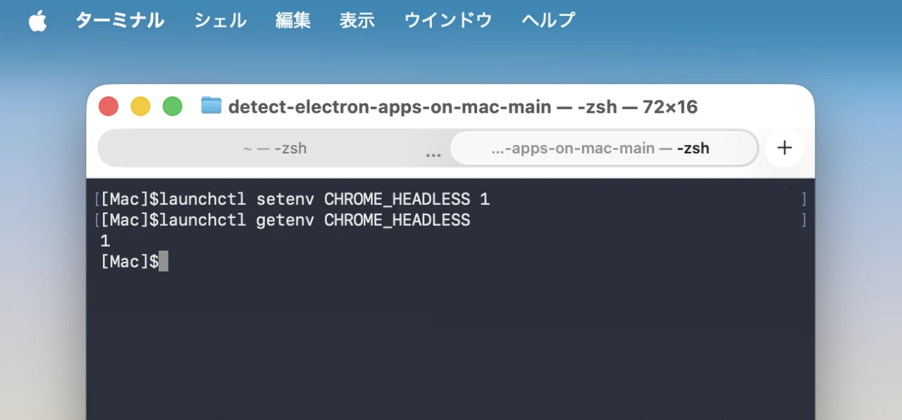 launchctl setenv CHROME_HEADLESS 1