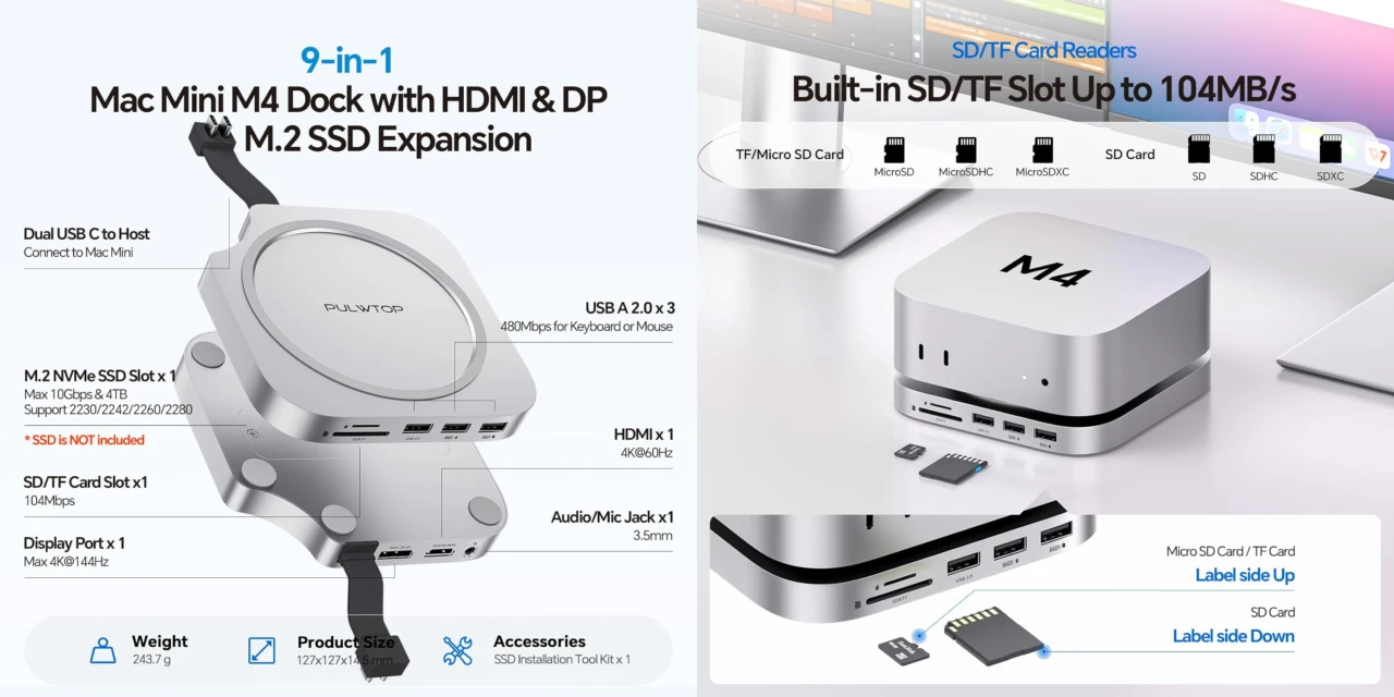 PULWTOP、HDMIとDisplayPortを備えトリプルディスプレイ出力が