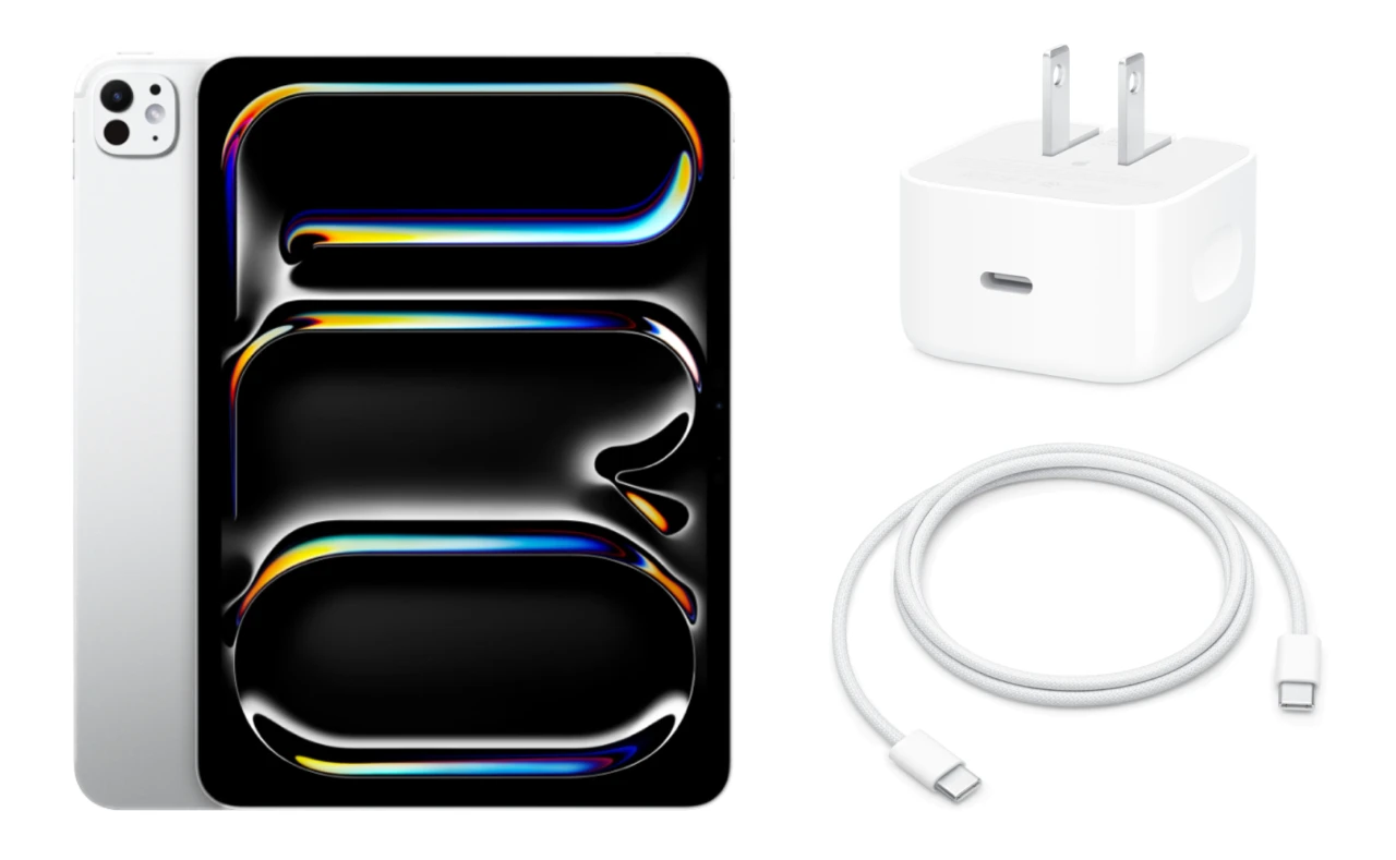 iPad Pro (M5)とApple 40Wダイナミック電源アダプタ (最大60W対応)とUSB-Cケーブル