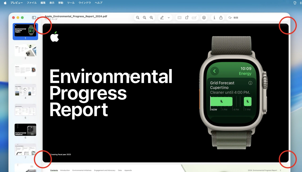 macOS 26 Tahoeのプレビューアプリで表示したPDFファイル