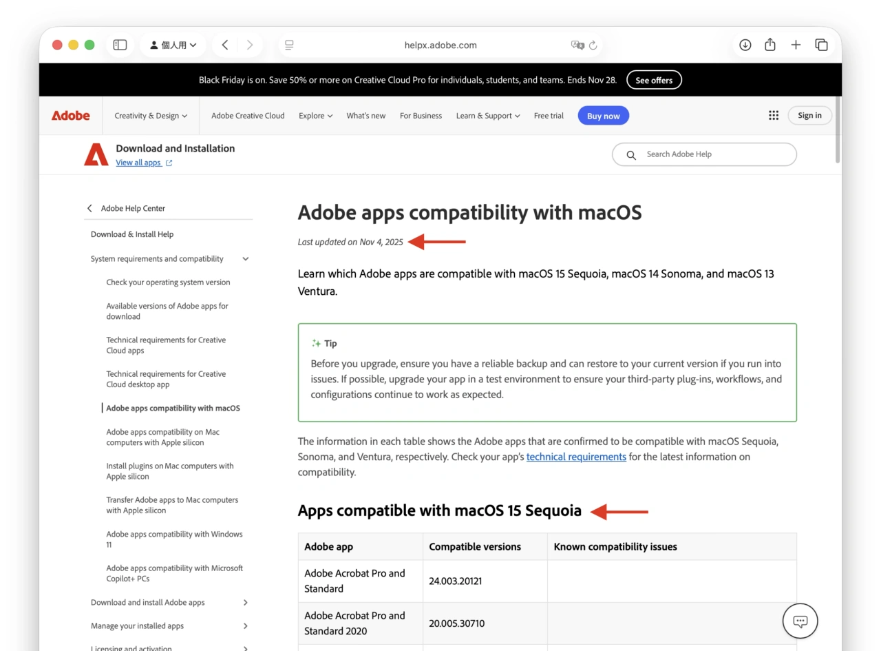 Adobe apps compatibility with macOS