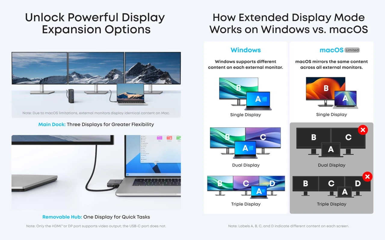 Anker Nano Docking Station (13-in-1, Triple Display, Built-In Removable Hub)