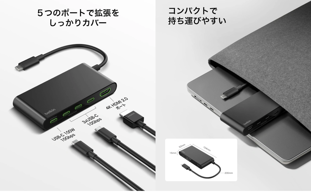 Belkin Connect 5ポート USB-Cハブ (4K HDMI)