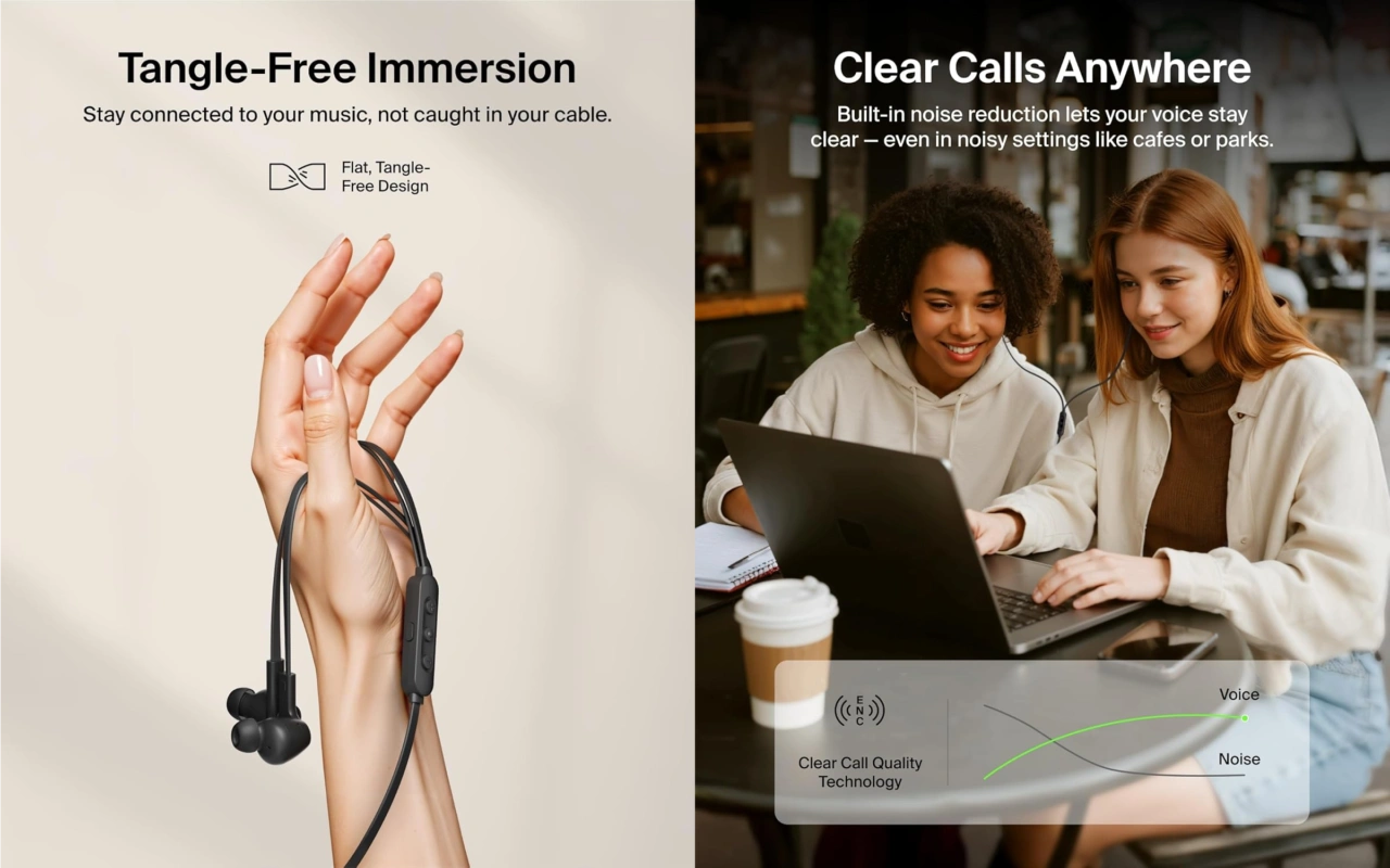 SoundForm New ANC Wired Earbuds (USB-C) – Belkin