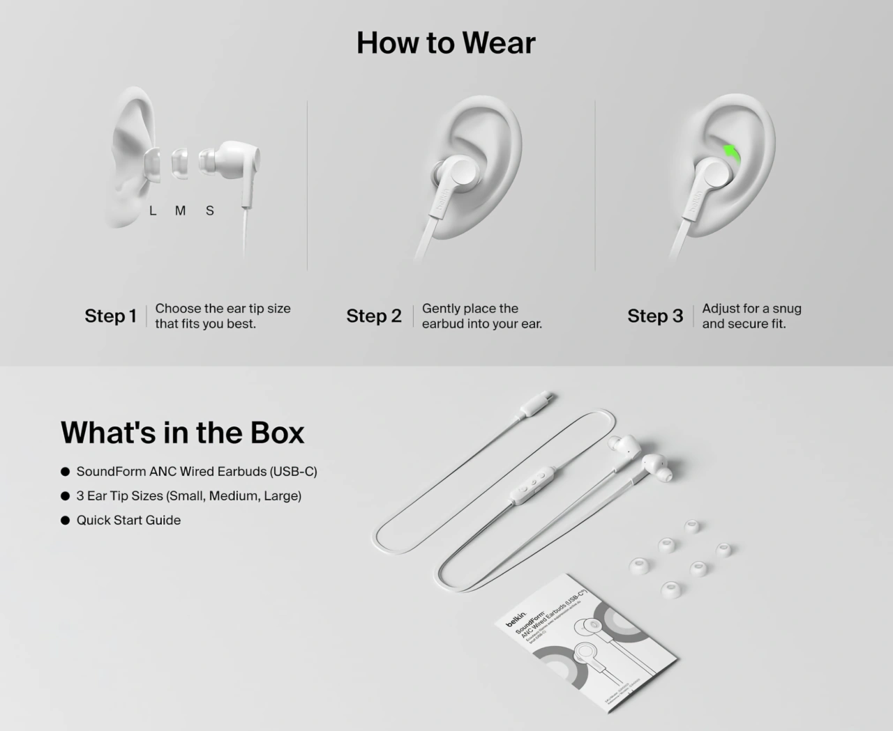 SoundForm New ANC Wired Earbuds (USB-C) – Belkin