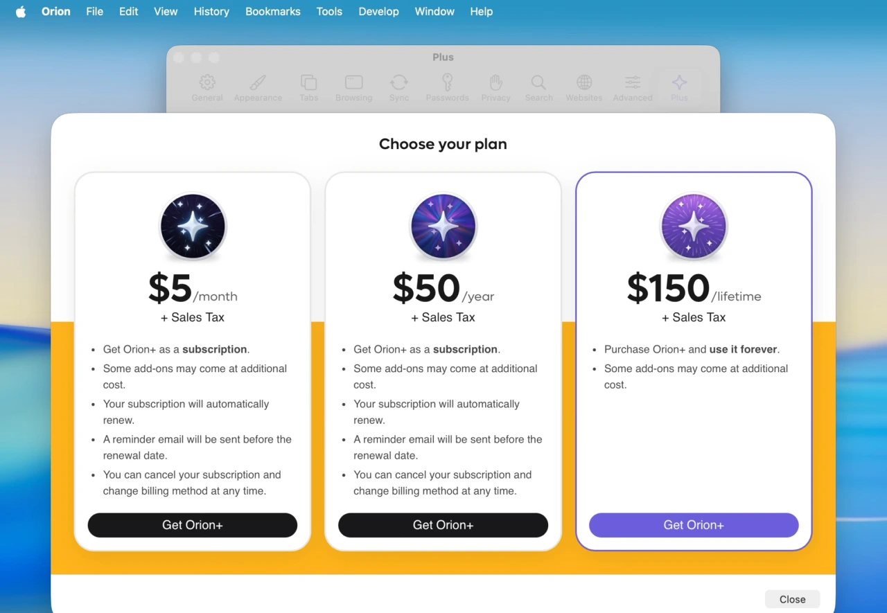 Orion+のライセンス