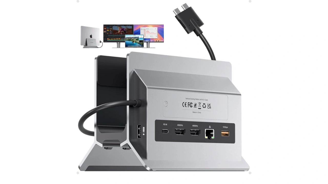 Pulwtop-10-in-1-MacBook Docking Stand Dual Monitor