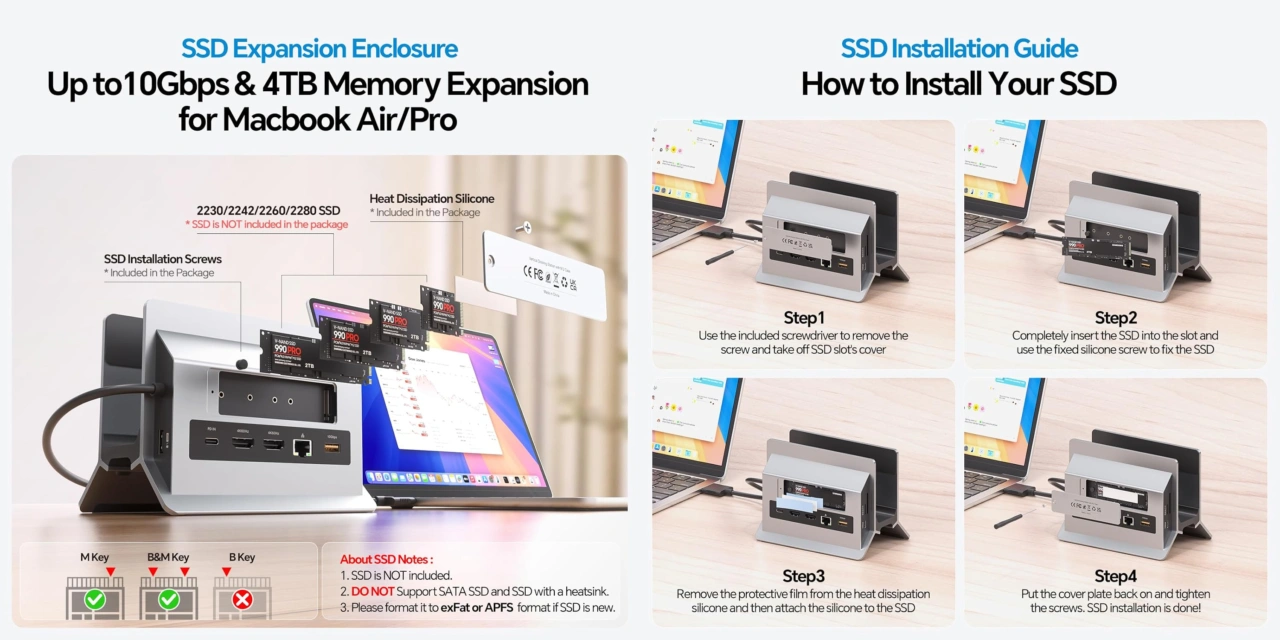 Pulwtop-10-in-1-MacBook Docking Stand Dual Monitor