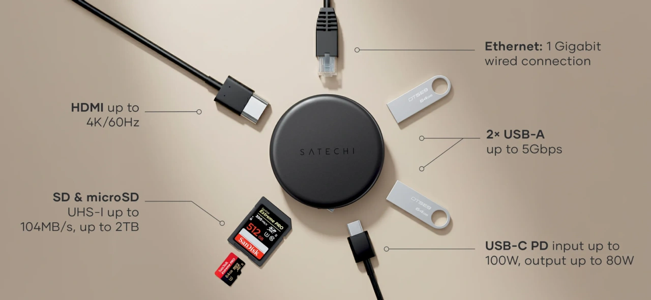 Satechi OntheGo™ 7-in-1 Multiport Adapter