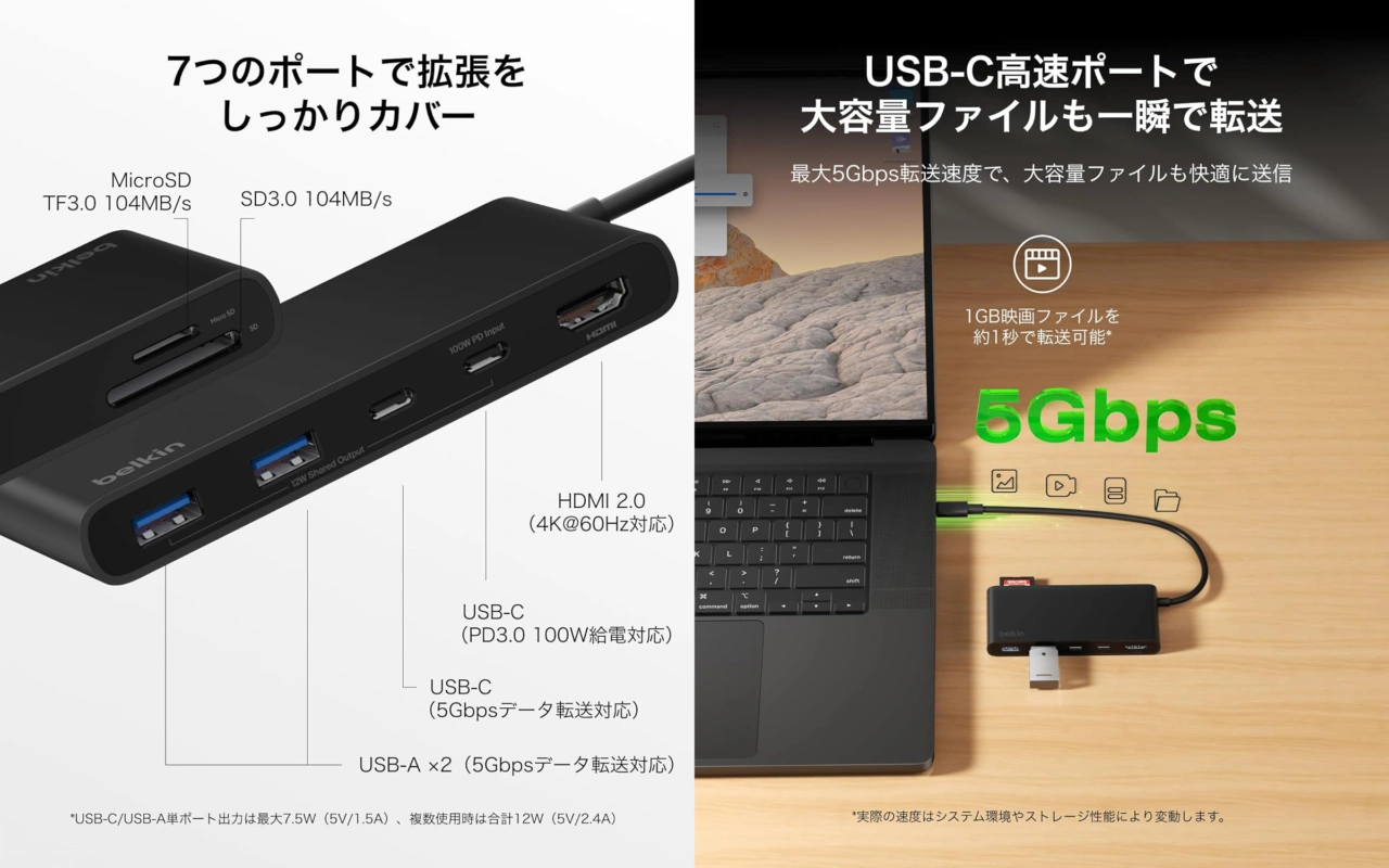 Belkin Connect USB-C 7-in-1ハブ