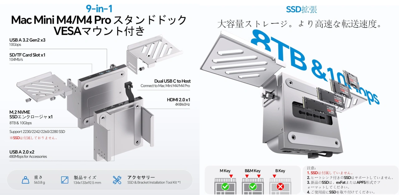PULWTOP Mac mini M4 Dock & Stand