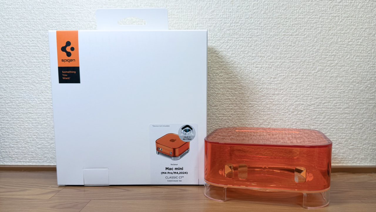 Spigen Mac mini M4/M4 Pro (2024)対応 Classic C1スタンドケース (タンジェリン)
