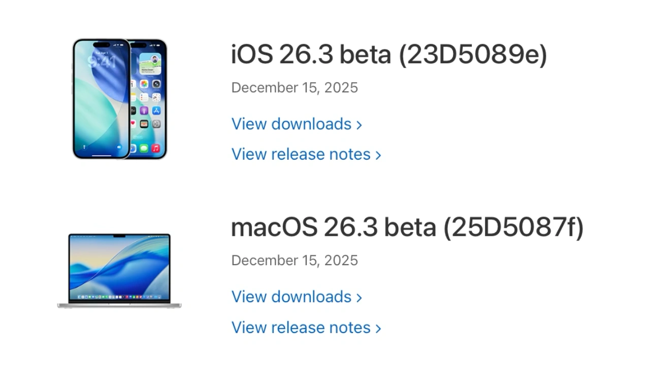 macOS 26.3 Tahoe＆iOS 26.3 Beta 1