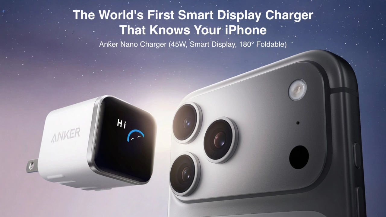 Anker Nano Charger (45W, Smart Display, 180° Foldable)