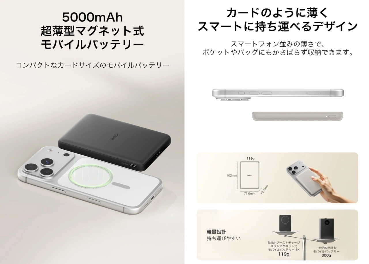 Belkin BoostCharge Slim Magnetic Power Bank 5K