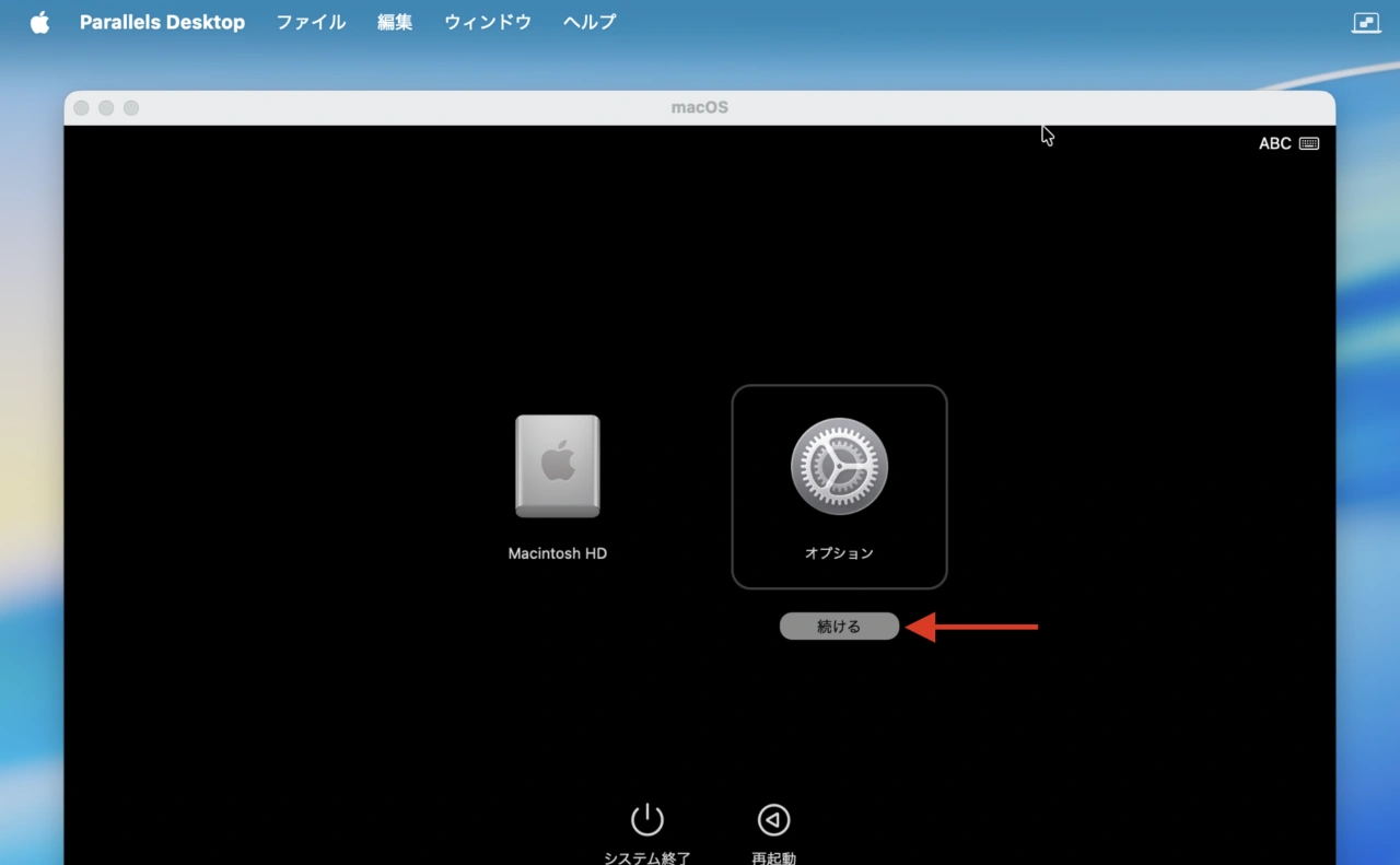 リカバリーモードのオプション
